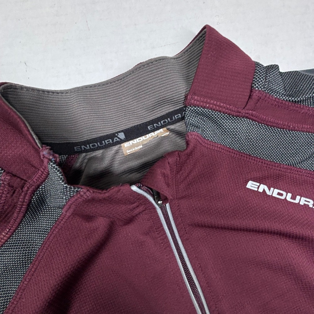 Endura Mens Hummvee‎ Long Sleeve Cycling Jersey 1/4 Zip Shirt Large Burgundy GUC - Picture 7 of 8